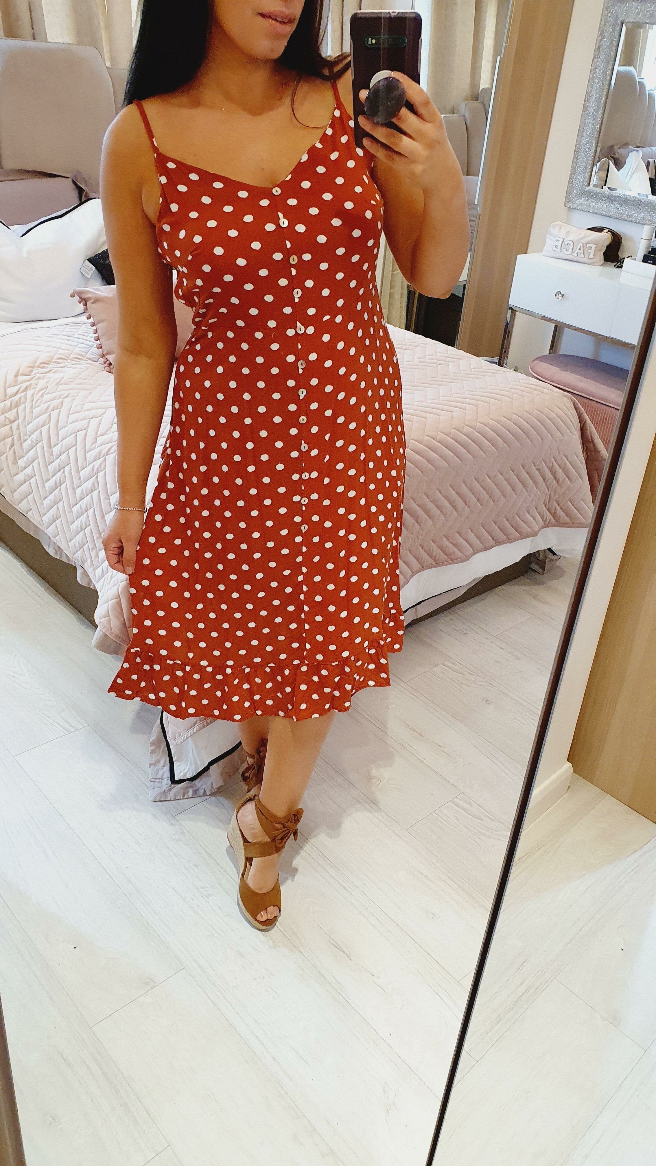 Marnel Polka Dot Button Swing Dress