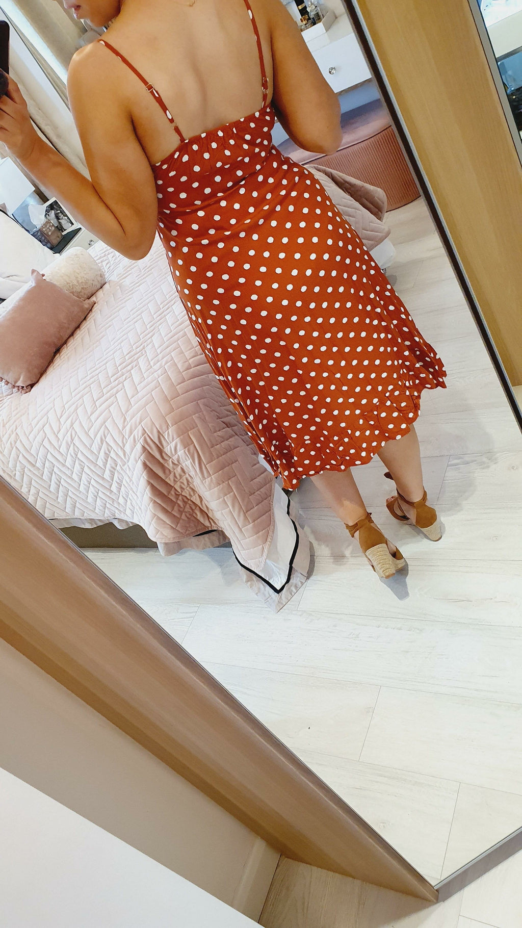 Marnel Polka Dot Button Swing Dress