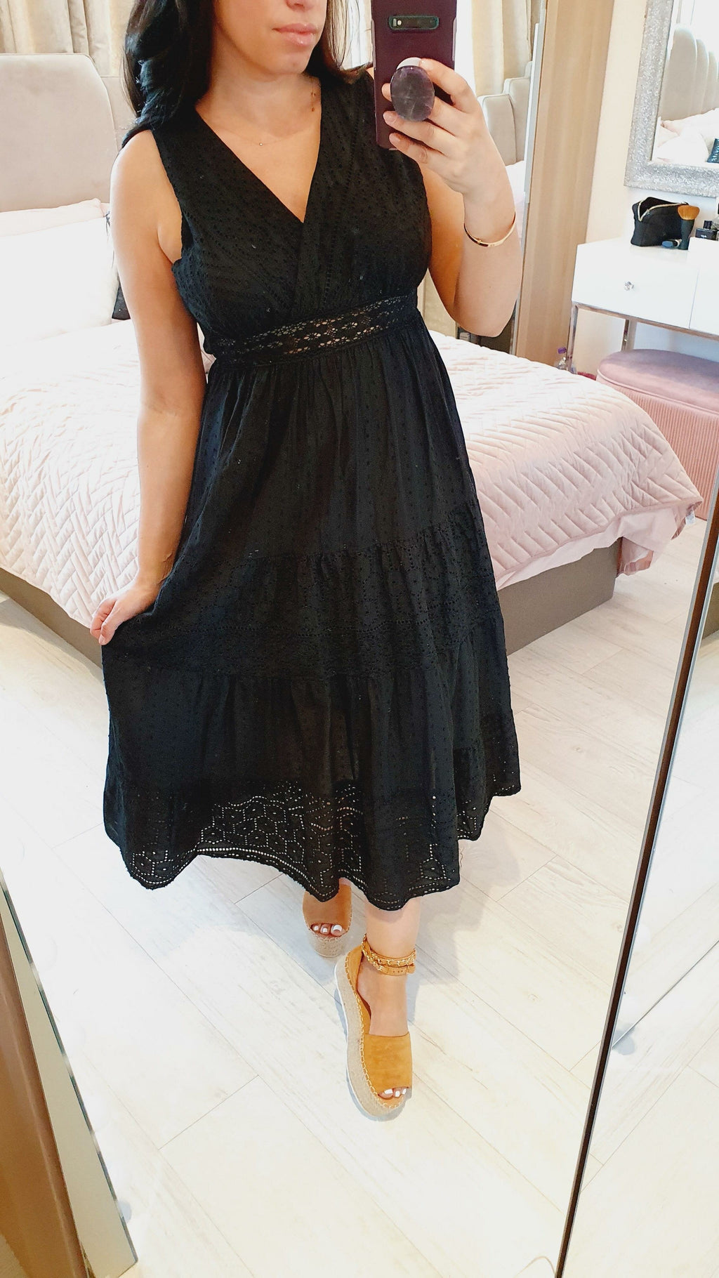 Raquelly Crochet Wrap V-neck Detailed Maxi Dress