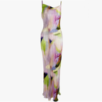 Multi Watercolour Plisse Strappy Maxi Dress