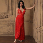 Red Scalloped Hollow Sexy One-Piece Swimsuit&Skirt