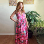 Pink Elegant Floral Patterns 3-Piece Set Swimsuit&Skirt