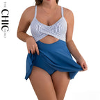 Plus Size One-piece Hollow Back Strap Swimsuit