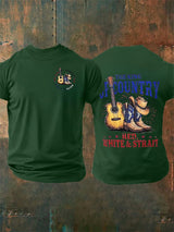 Men's RED WHITE & STRAIT  Print T-Shirt