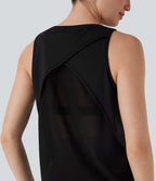 Crossover Contrast Mesh Yoga Sports Top