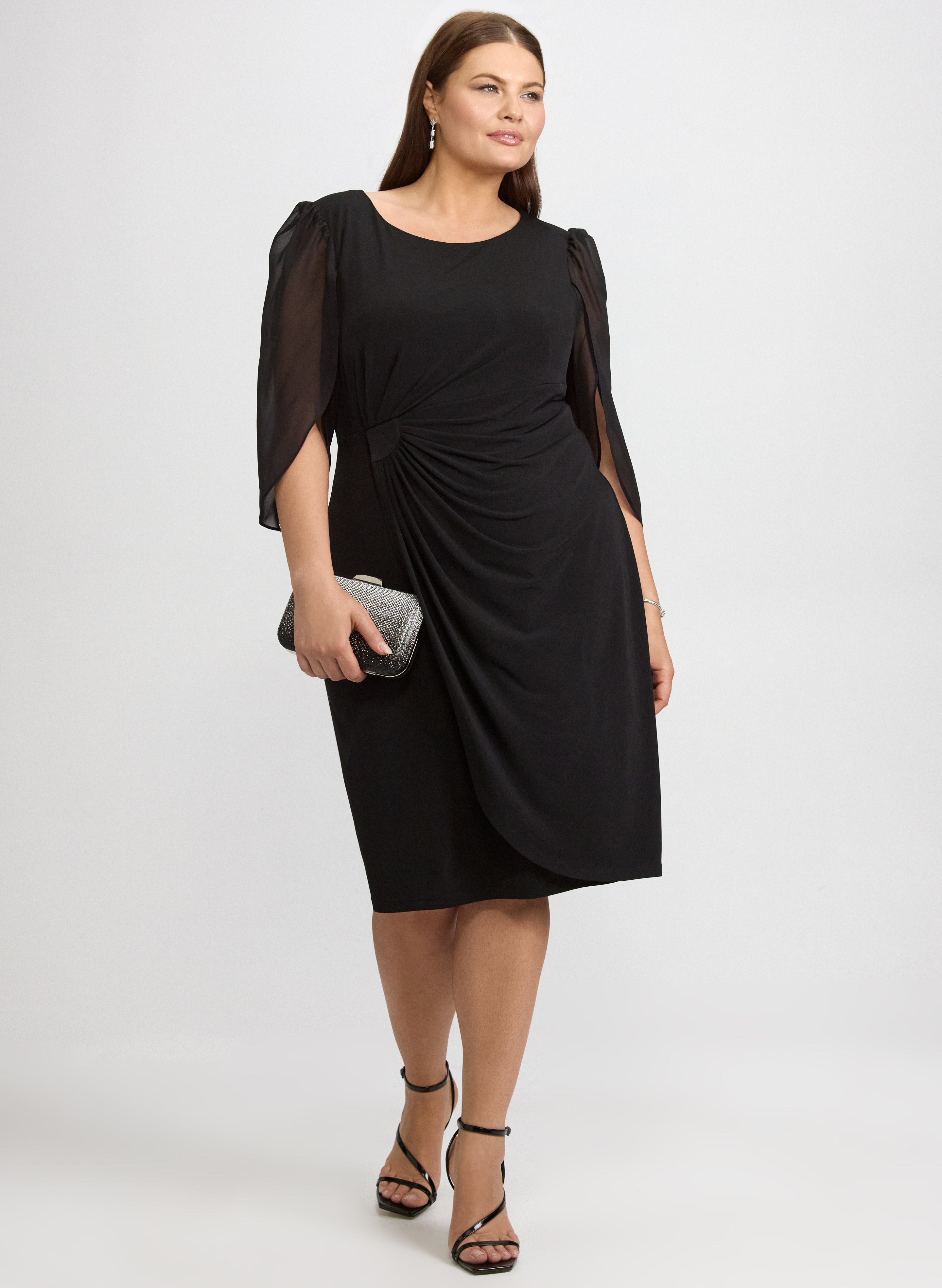 Chiffon Cape Sleeve Dress