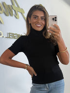 Soft Knit Short Sleeve Roll Neck Top (4 Colours)