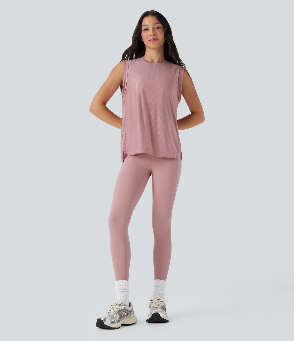 Round Neck Curved Hem Quick Dry Yoga Tank Top