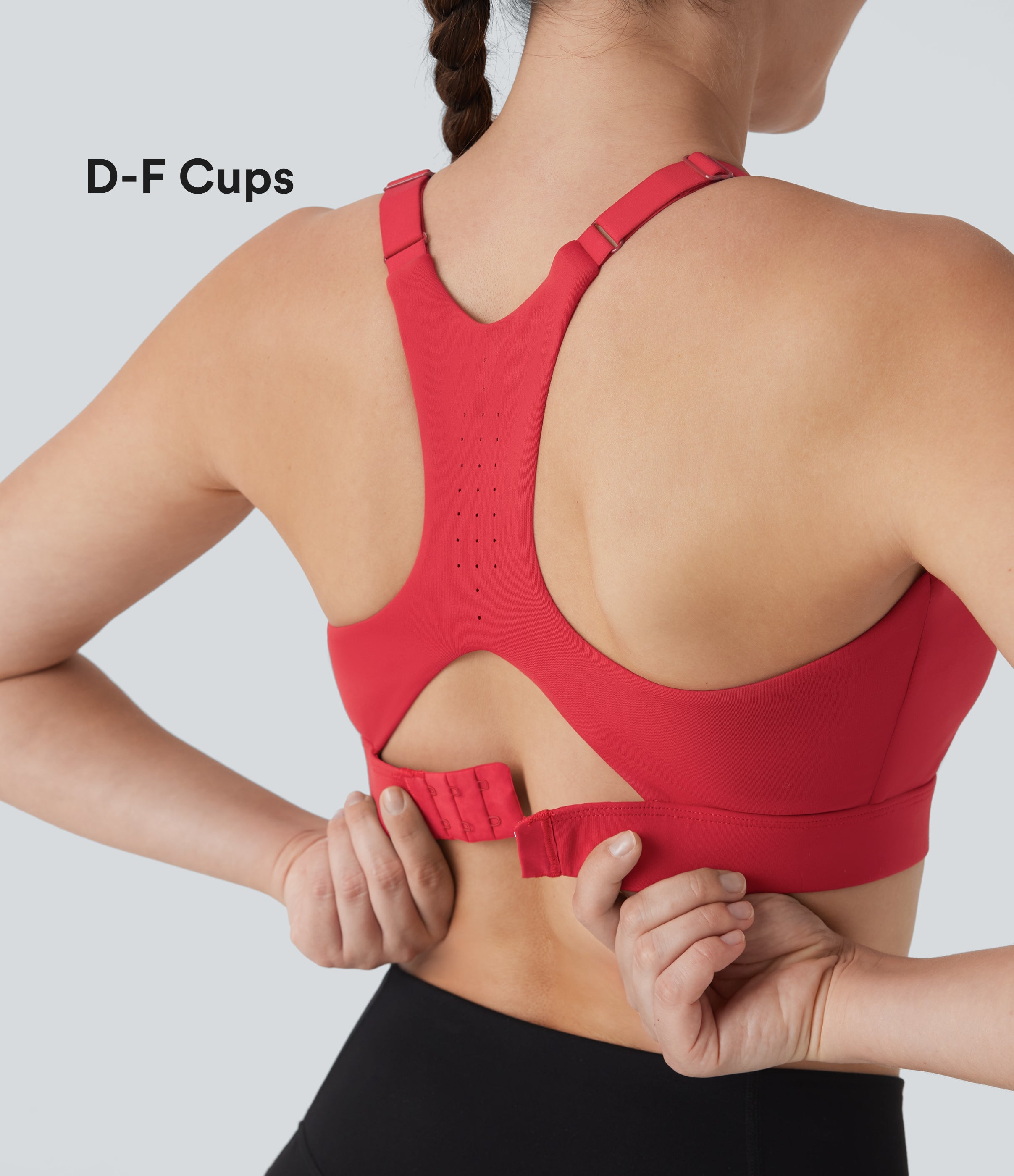 SpeedWaveTM Medium Support Molded Cups Perforated Adjustable Hook Quick Dry Training Sports Bra-D/DD/DDD/F Cups
