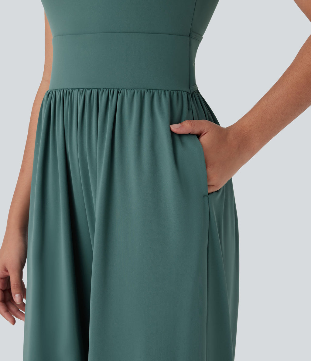 SoftlyZeroTM Airy Wide Leg Cool Touch Yoga Jumpsuit with Pockets-Easy Peezy