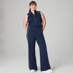 Pique Sleeveless Mockneck Jumpsuit
