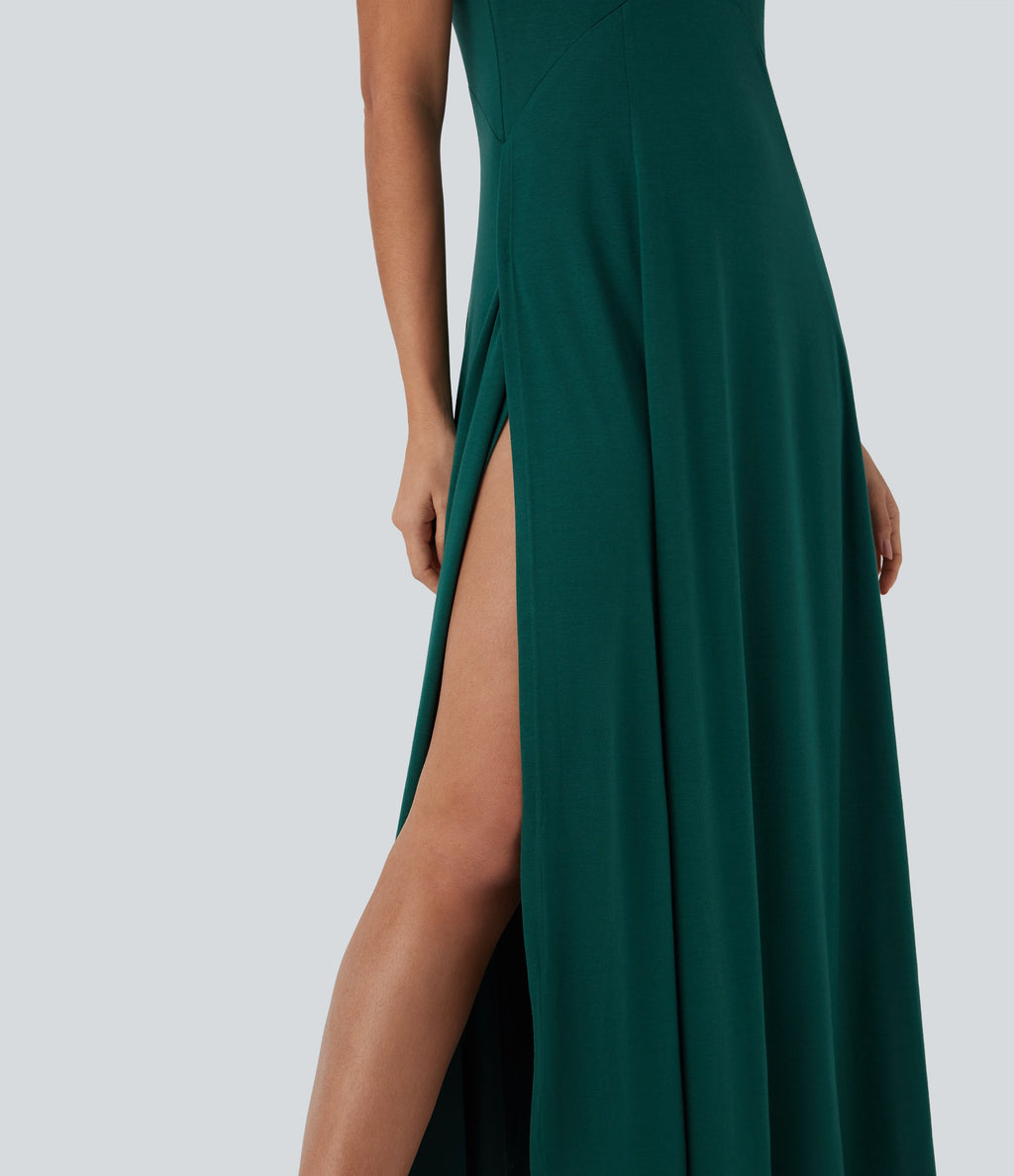 U Neck Flowy Maxi Casual Tank Dress