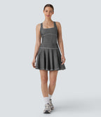 FlexTM Square Neck Racerback Cool Touch Washed Denim Tennis Bodysuit
