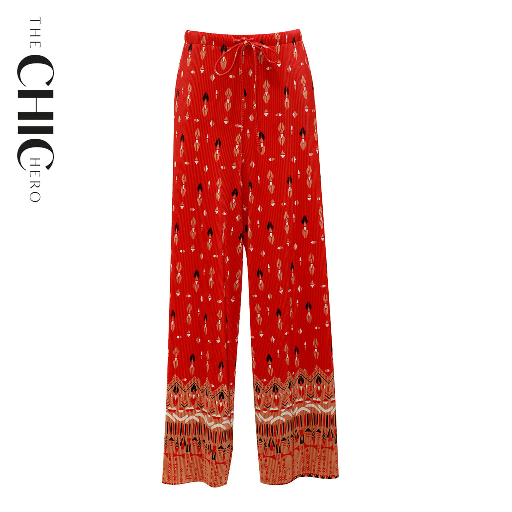 Bohemian Tribal Print V-Neck Vest Top & Pleated Pants