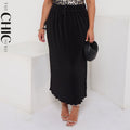 Retro Black Ripple Pleated Skirt