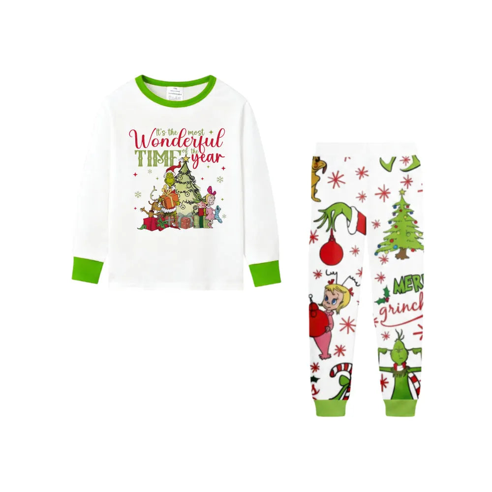 Holiday Family Christmas Pajamas Set With Funny Christmas Character Pattern Print