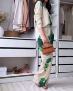 Fashion Printed Lapel Shirt & Pants Two-Piece Set