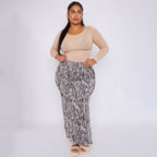 Black Zebra Abstract Print Ripple Pleated Skirt