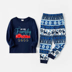 Joyful Blue Christmas Pajamas Set  With Family Holiday Quotes