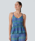 Ruffle Hem Plaid Cool Touch Yoga Cami Top