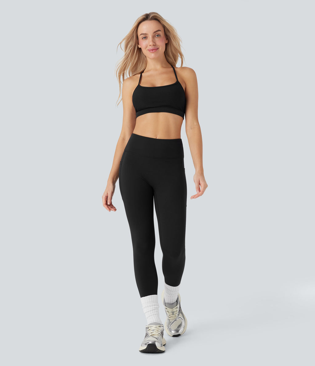 Ribbed Low Support Cut Out Yoga Sports Bra