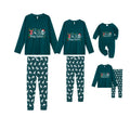 Christmas Family Matching Pajamas-Dark Green&Deer Patterned Pjs Set with "2025 Merry Christmas" Print