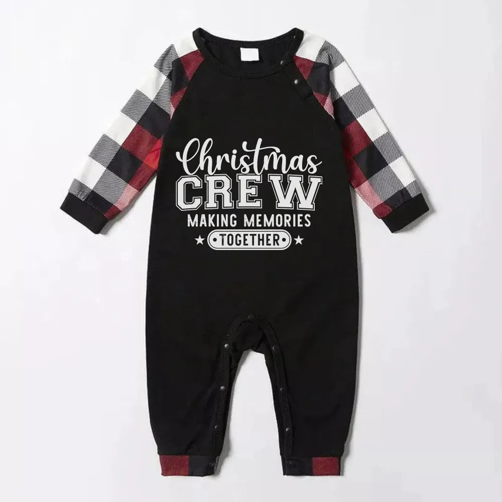 Christmas Family Matching Pajamas-Red and Gray Plaid Pjs set with Christmas Slogan Print