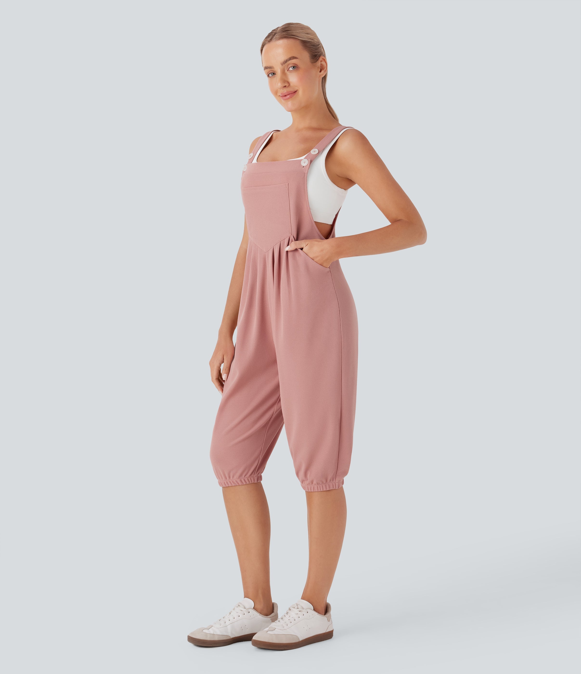 Waffle Casual Shortalls with Pockets