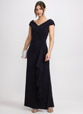 Jersey Waterfall Ruffle Dress