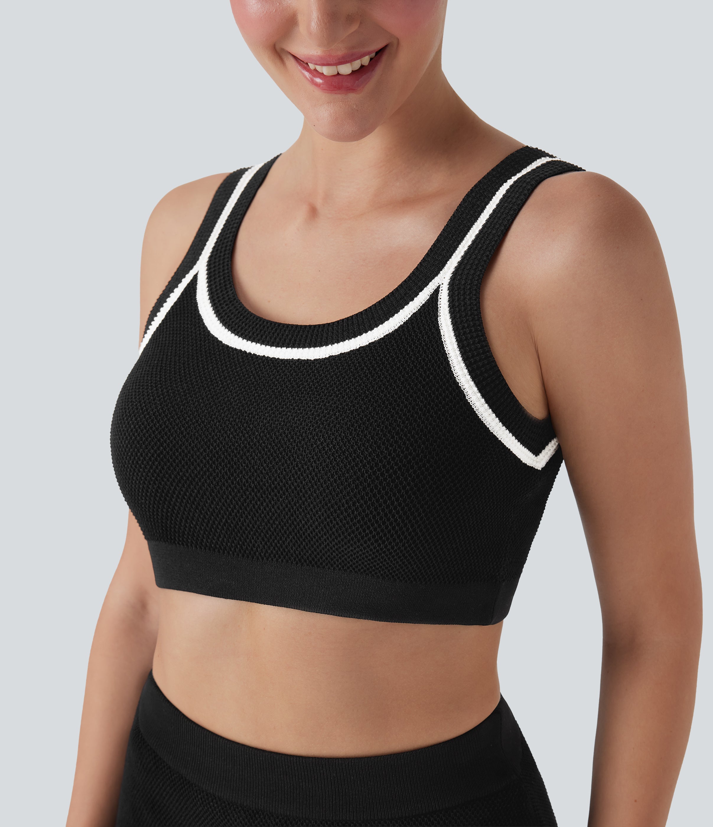 Color Block Cropped Casual Sweater Knit Tank Top
