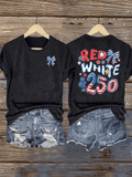Women's  RED WHITE &250 Print T-Shirt