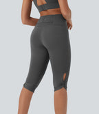 High-Waisted Cut-Out Quick-Dry Yoga Pedal Pusher Leggings with Pocket
