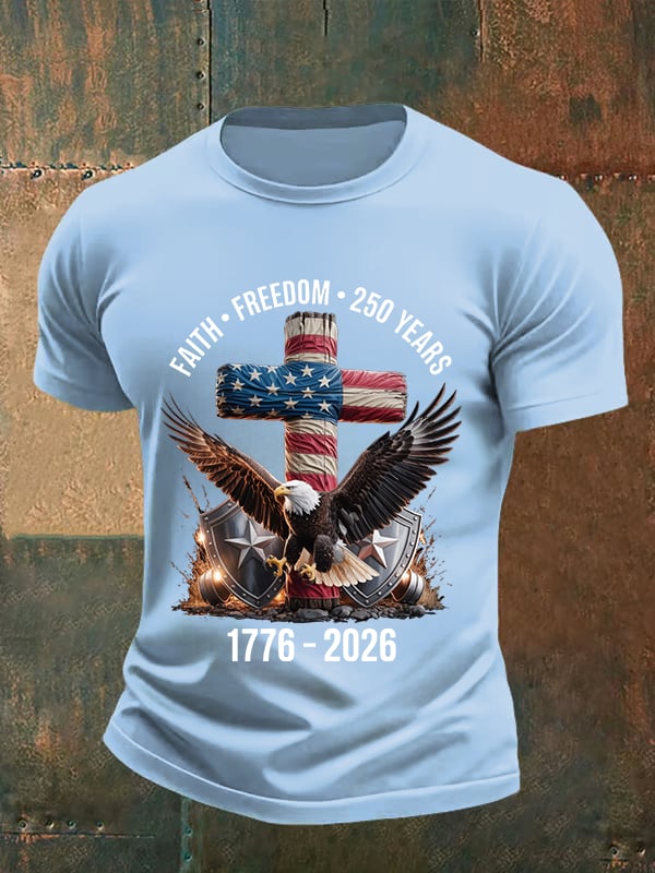 Men's  Faith-Freedom-Legacy 250 years strong Print T-Shirt
