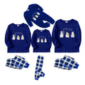 Christmas Family Matching Pajamas-Navy & White Plaid Pjs Set with "Let It Snow" and Snowman Pattern Print