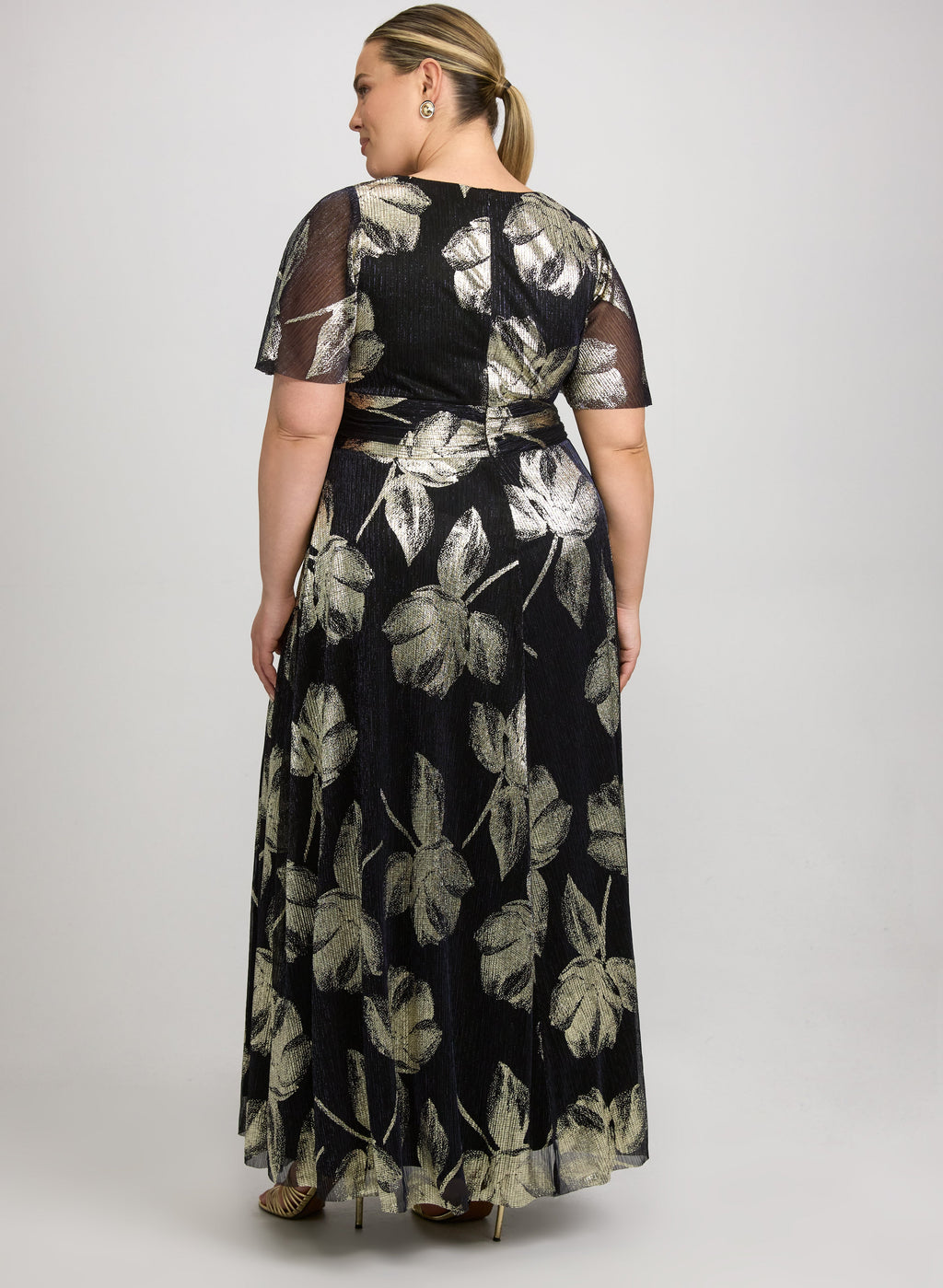 Metallic Pleated Dress