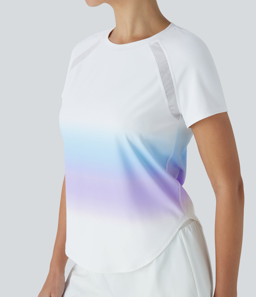 SoftlyZeroTM QuickDry Round Neck Short Sleeve Gradient Running Sports Top