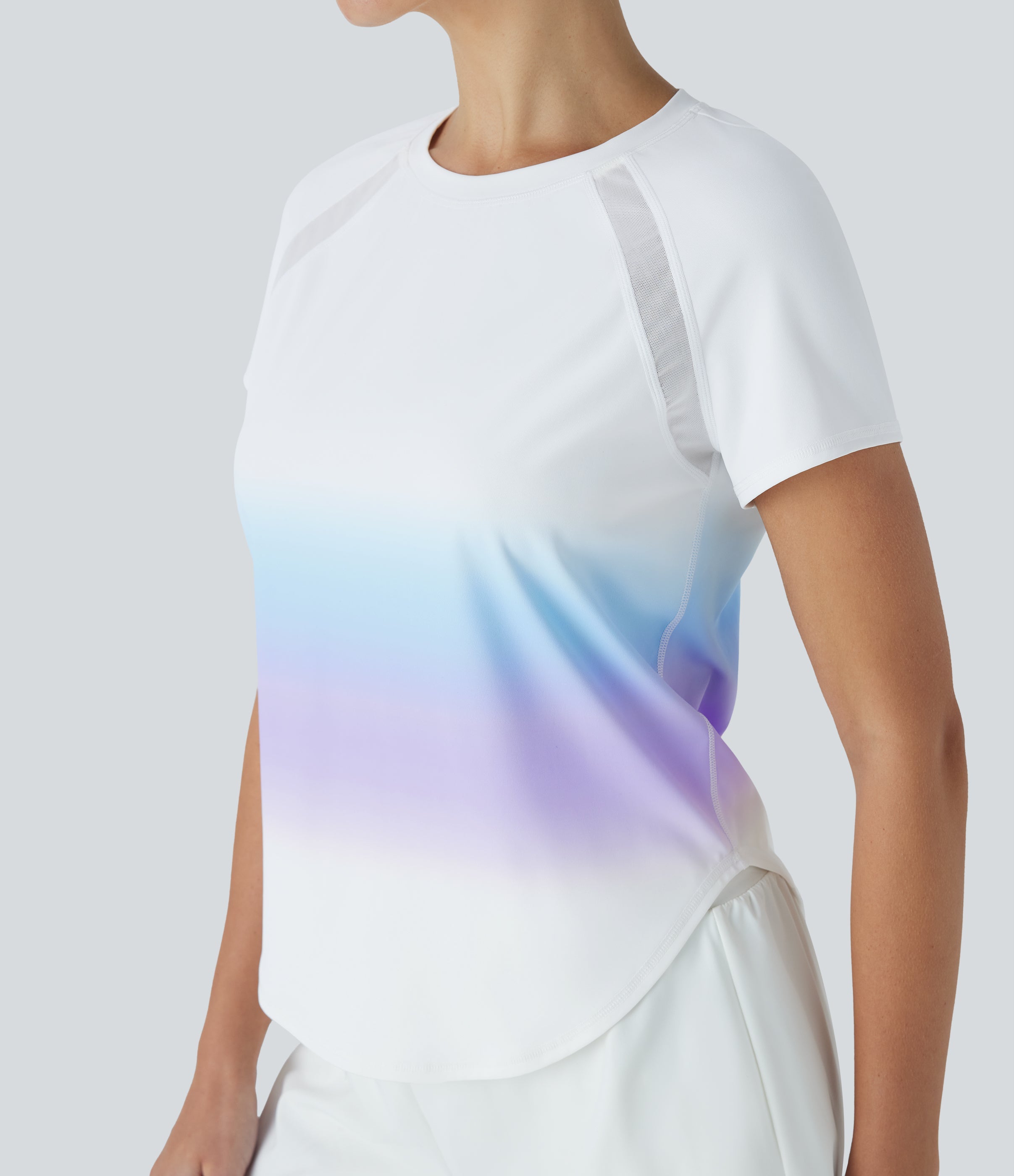SoftlyZeroTM QuickDry Round Neck Short Sleeve Gradient Running Sports Top