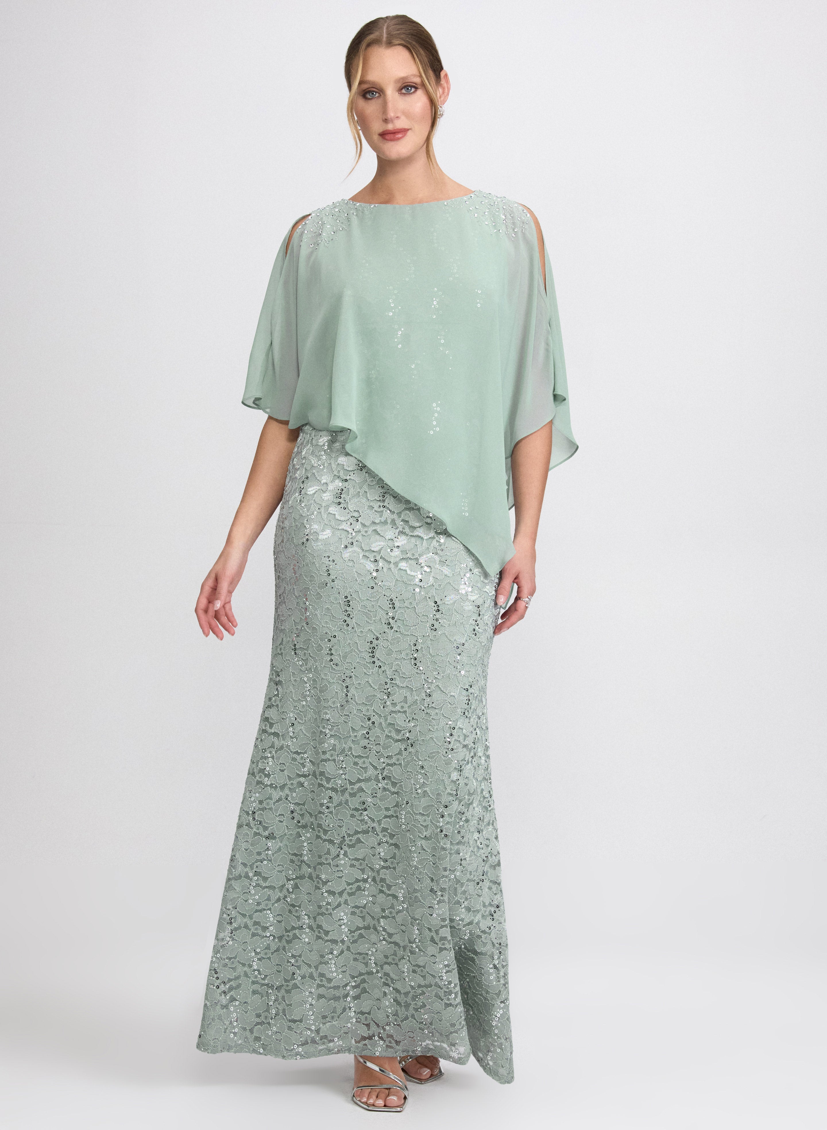 Lace Capelet Overlay Dress