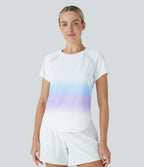 SoftlyZeroTM QuickDry Round Neck Short Sleeve Gradient Running Sports Top