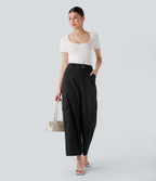 High Waisted Straight Leg Work Cargo Pants with Pockets