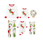 Christmas White Pajamas Set With Cartoon Pattern Print