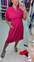 Clarissa Wrap Effect Pocket Shift Dress