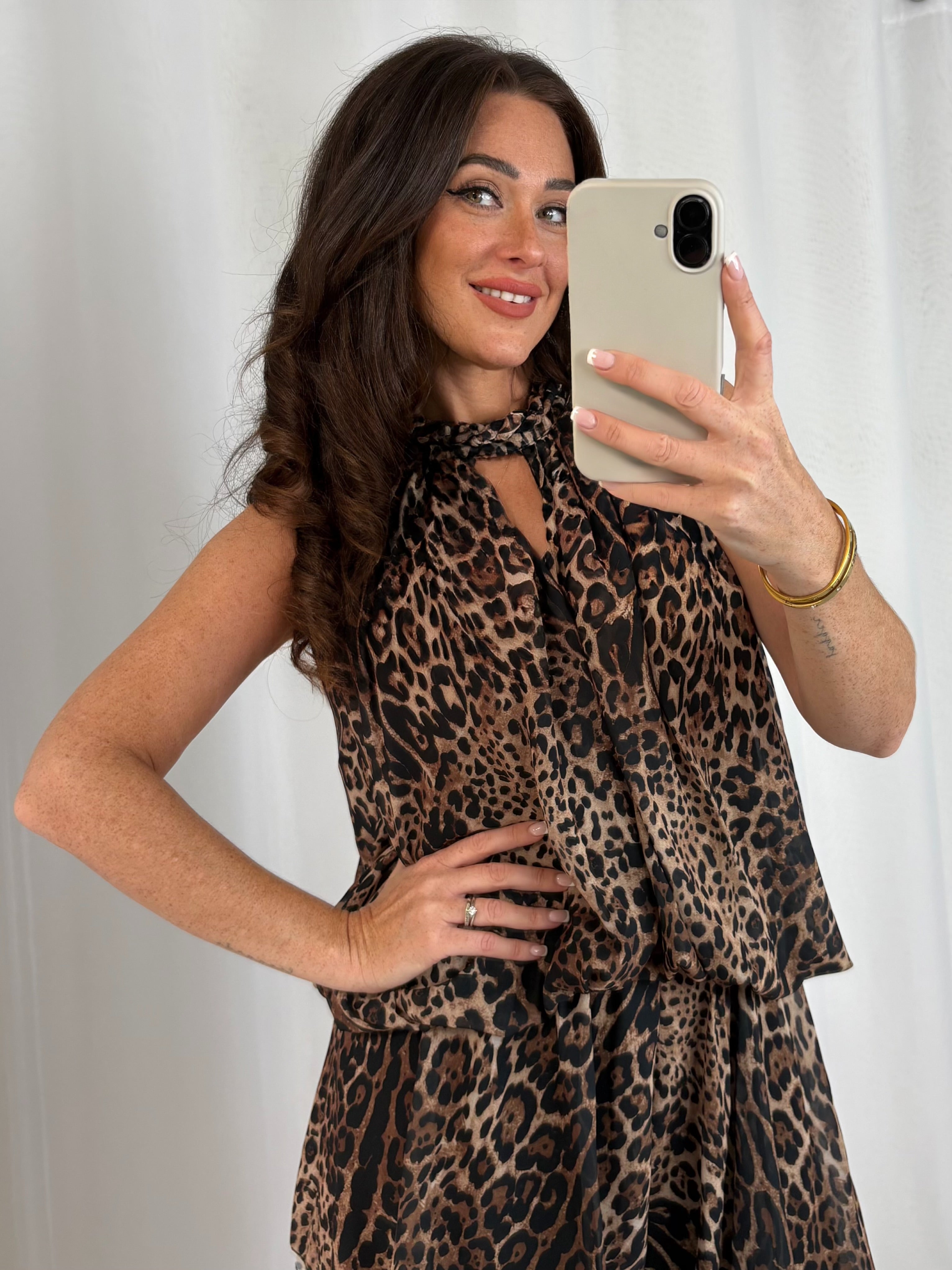 Leopard Print Rope Style Neck Playsuit