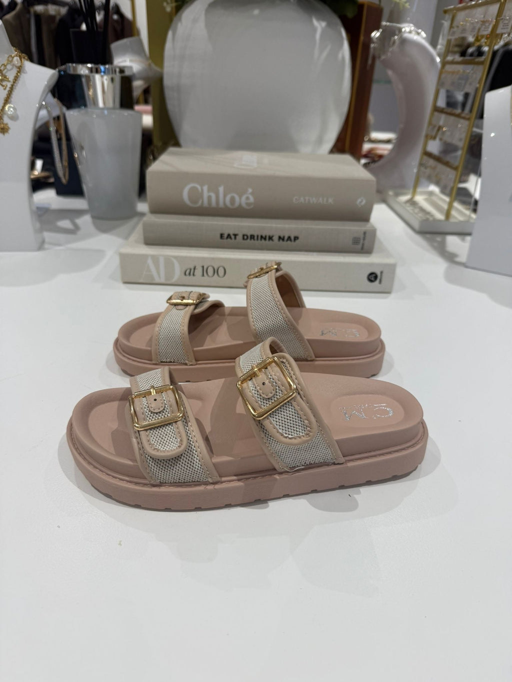 Double Buckle Contrast Woven Sandals (3 Colours)