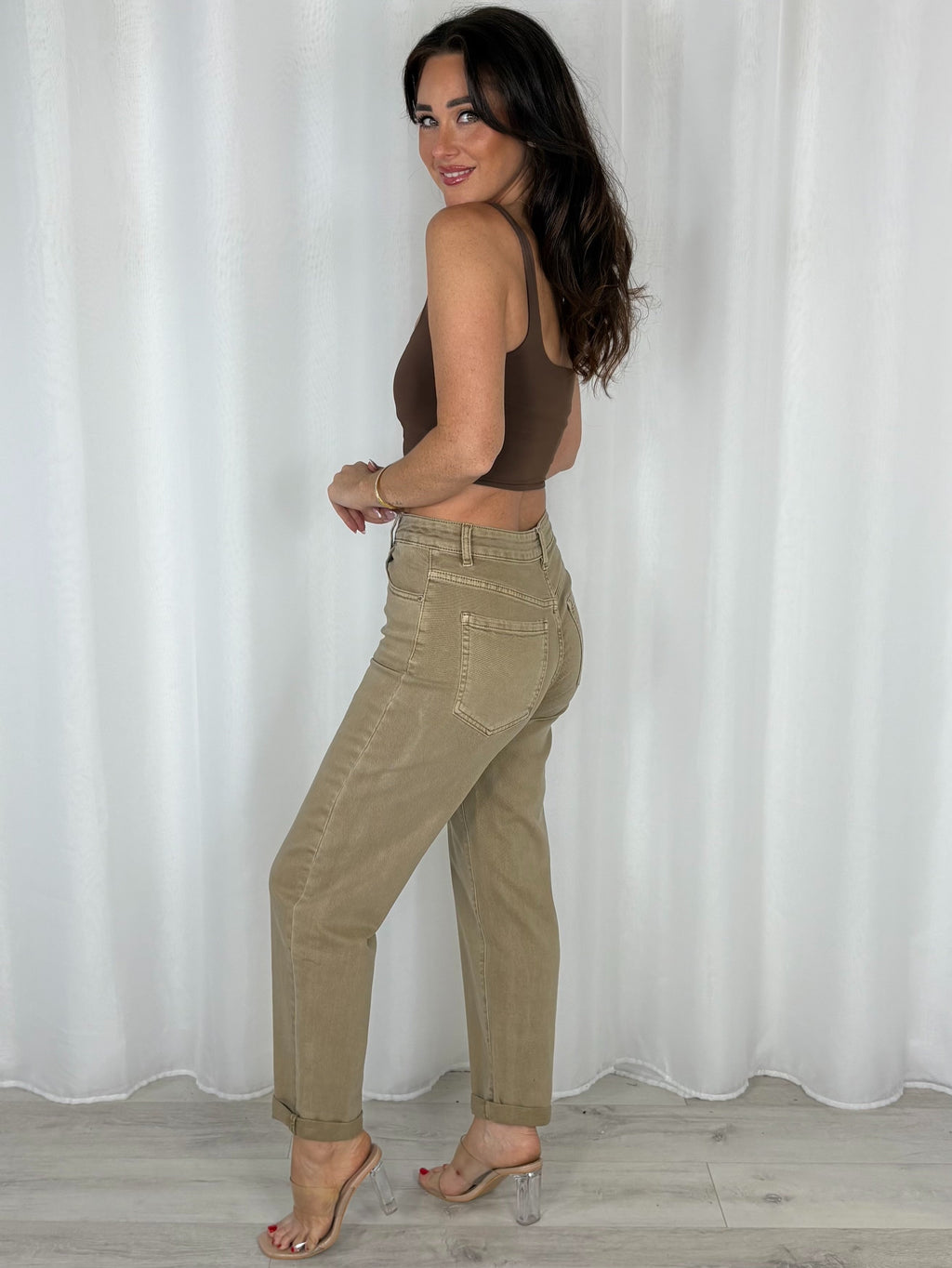 Turn Up Bottom Mom Jeans (6 Colours)