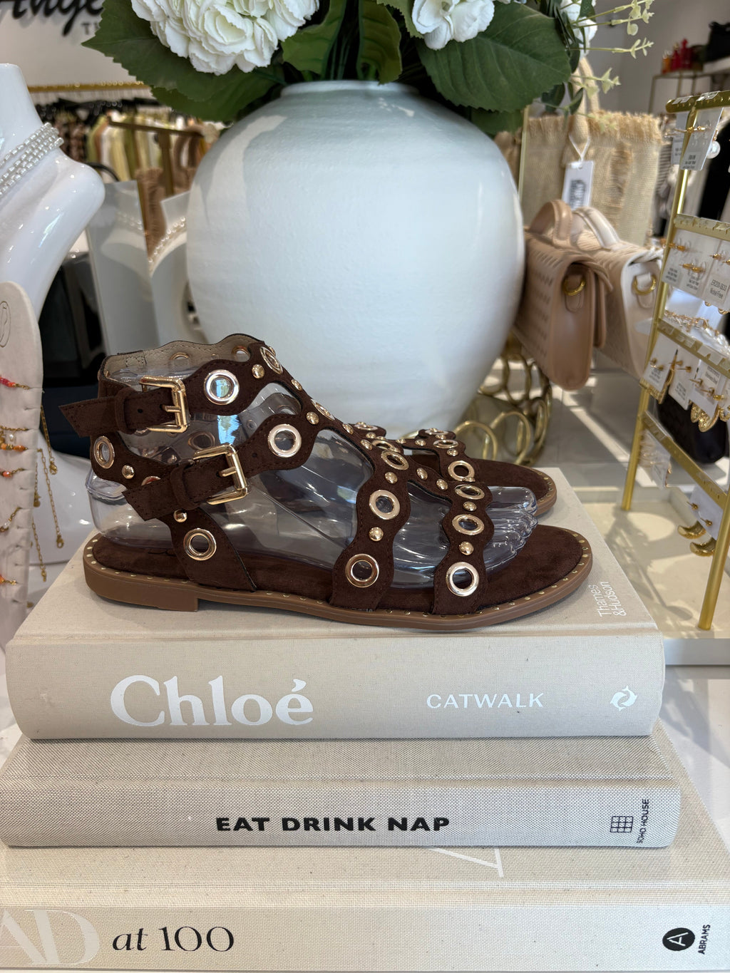 Gold Circle Detail Flat Sandal (4 Colours)