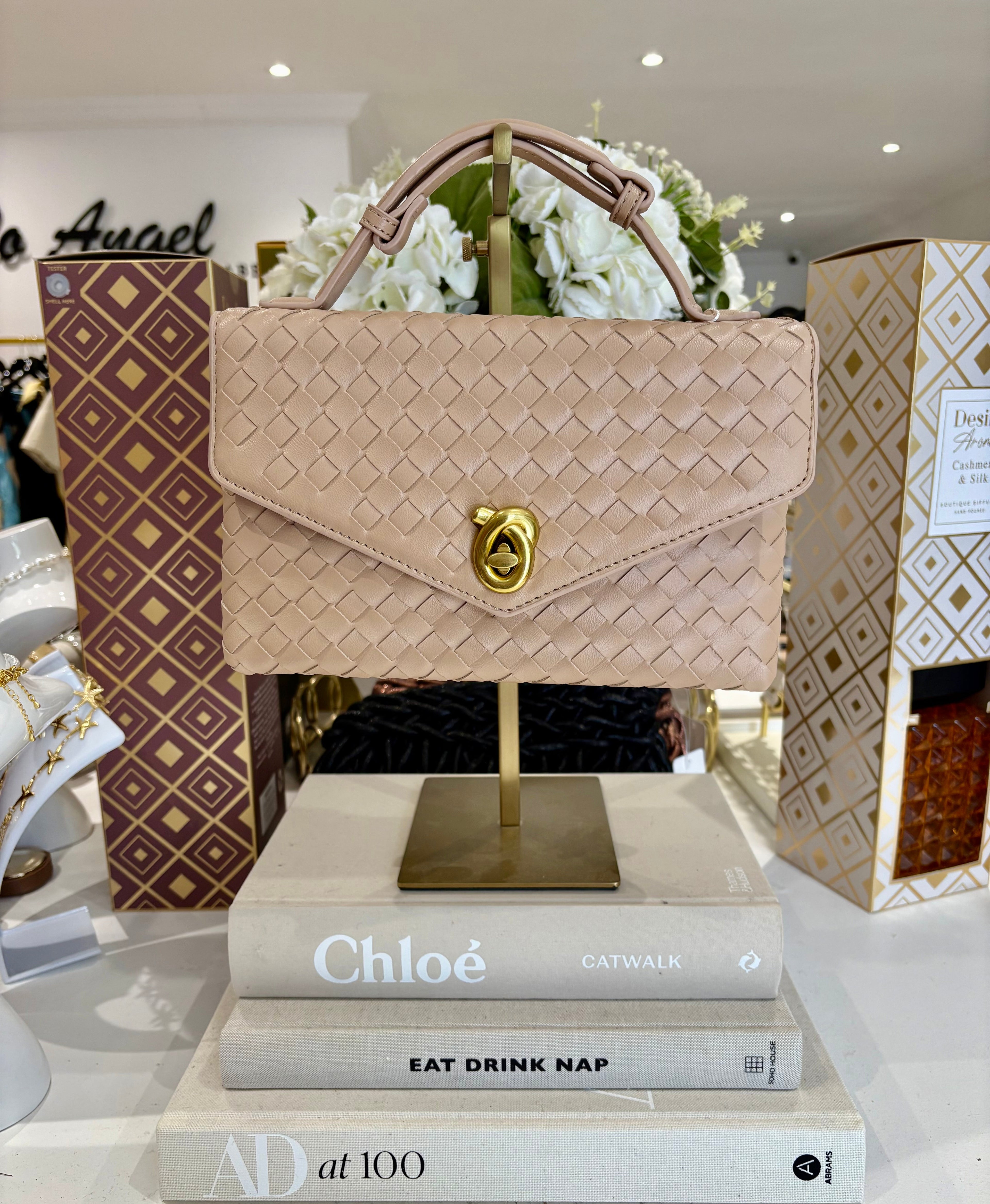 Woven Square Interlock Gold Buckle Bag (5 Colours)