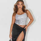 Suspender Skirt Crew Neck Sequin Party Dress