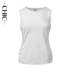 Classic White Sleeveless Crew Neck Top