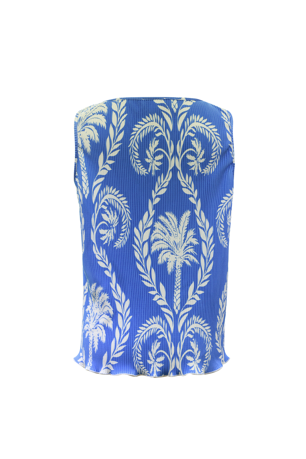 Blue Tropical Palm Leaf Patterns Vest Top & Pleated Pants